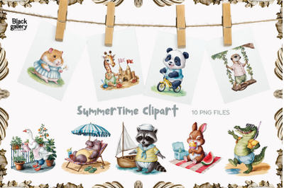 Summer Time Animal Clipart Bundle