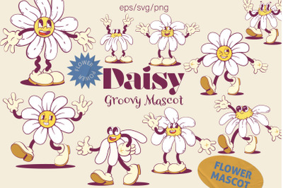 Daisy Flowers Groovy Mascot
