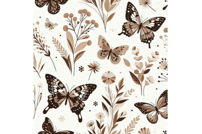 Seamless beige pattern with white and bro