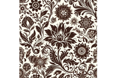 Seamless white floral pattern with vintage