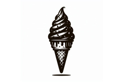 Chocolate Ice cream cone on a white back