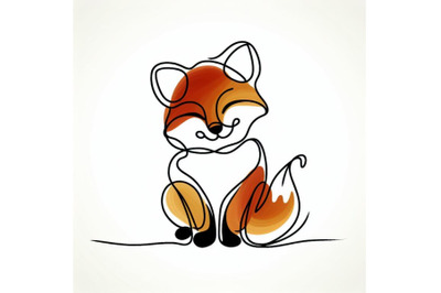 01 Cute little fox continuous line drawing. Abs