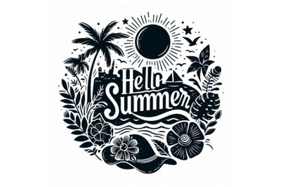 Hello summer lettering. Vector