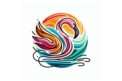 01 ine art colorful abstract bird flamingo logo