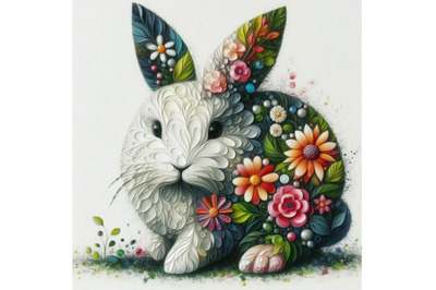 02  abstract bunny filled with flowers and