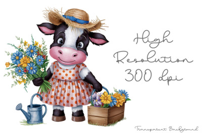 Cute Animal Gardener Water Color PNG