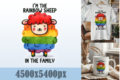 Rainbow Sheep Family Member Art