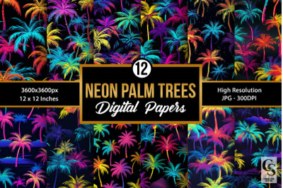 Neon Palm Trees Digital Papers