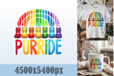 Purride Cute Cat Rainbow Art