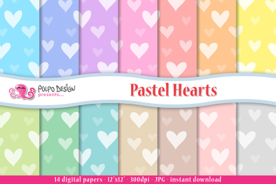 Pastel Hearts digital paper