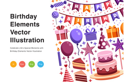 Birthday Elements Vector Illustration