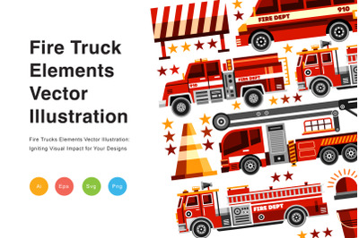 Fire Trucks Elements Vector Illustration