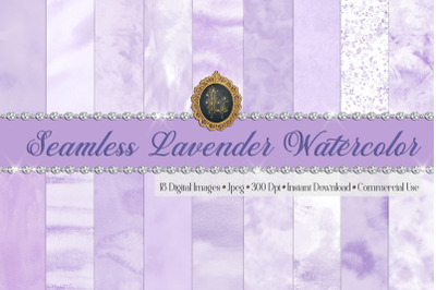 18 Seamless Lavender Watercolor Digital Papers