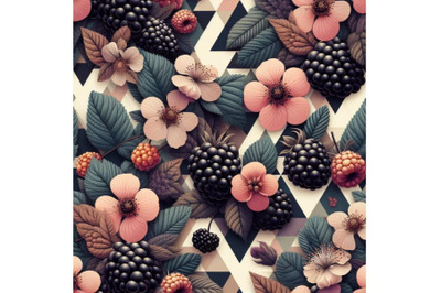 Seamless floral background with black