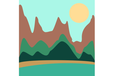 Mountains scene abstract background landscape in pastel. Creative mini