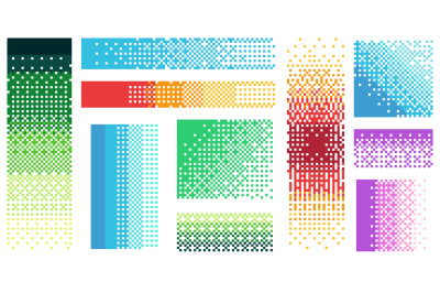 Pixel color gradient. Retro 80s 90s colorful mosaic grid, geometric di