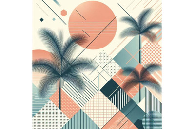 Abstract summer tropical palm tree ba