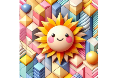 3D Realistic Happy Smiling Cute Sun