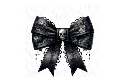 Dark Gothic Bow Sublimation Print, Watercolor Halloween