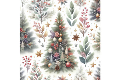 Watercolor christmas tree seamless pa