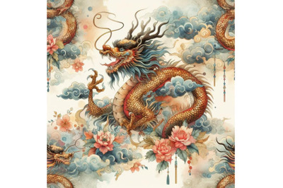 Chinese Dragon watercolor seamless p