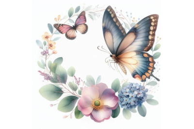 Watercolor butterfly frame