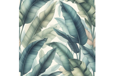 Watercolor banana leaf seamless patte