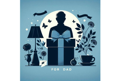 Father`s Day card with gift box for dad on