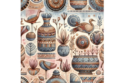 African seamless pattern in watercolor