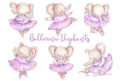 Watercolour Ballerina Elephants