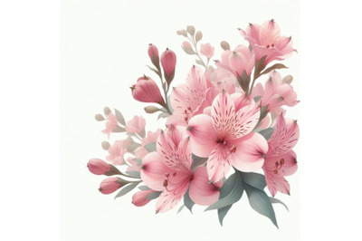 Hand painted pink alstroemeria