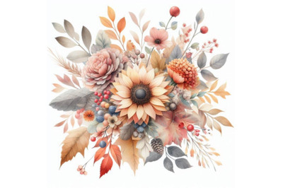 Autumn watercolor floral arrangement