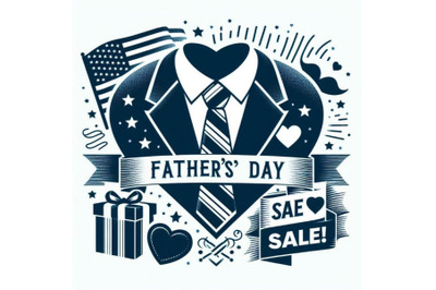 Father`s Day Sale poster with heart shape