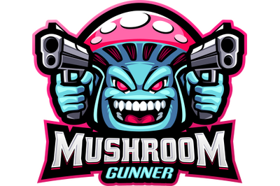 Mushroom gunner esport mascot logo design