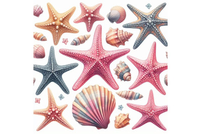 Watercolor starfishes