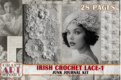 Irish Crochet Lace Junk Journal kit,Home crafts picture