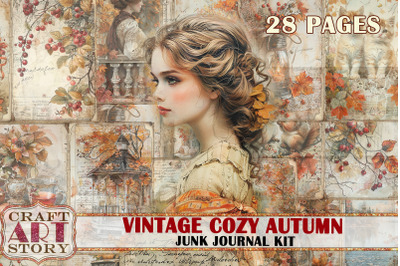 Cozy Autumn Junk Journal Pages,scrapbook printables