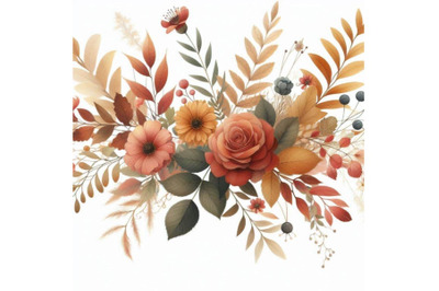 Autumn watercolor floral arrangement