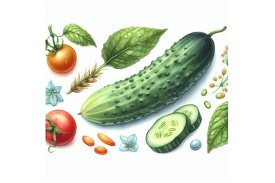 Watercolor cucumber