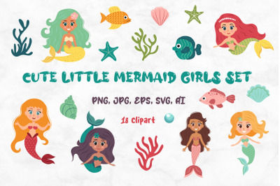 Cute little mermaid girls set