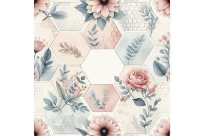 Watercolor hexagon seamless pattern