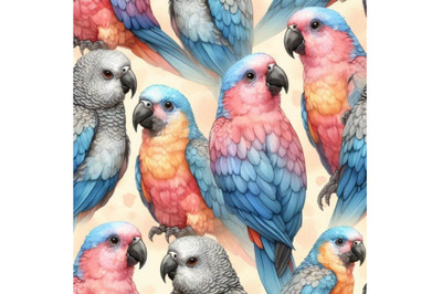 Watercolor parot seamless pattern