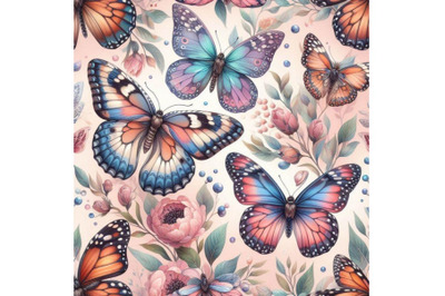 Beautiful watercolor butterflies seamless pat