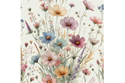 Meadow watercolor wild flowers seamless pa