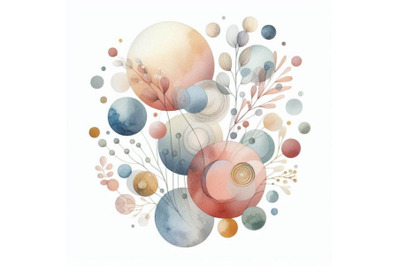 Abstract watercolor circles on white backgro