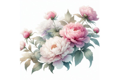 Hand painted watercolor peonies