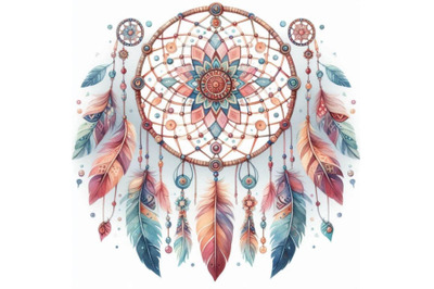 Watercolor ethnic dreamcatcher