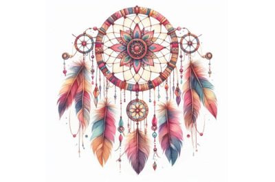 Watercolor ethnic dreamcatcher