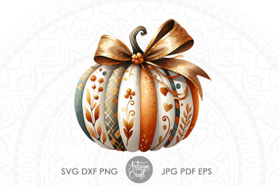 Pumpkin with Coquette Bow | Fall Designs PNG | Coquette PNG