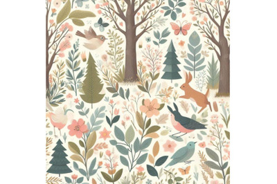 Spring forest seamless pattern